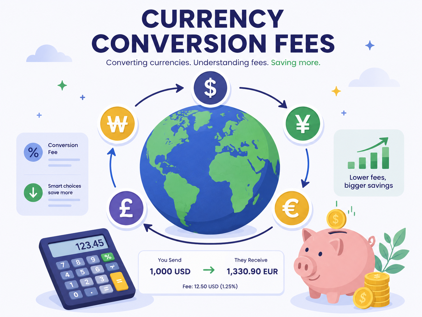 Currency exchange fee comparison illustration